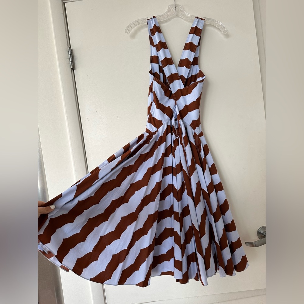 Alaia Paris Edition ete 1990 brown blue dress $4600 retail price midi